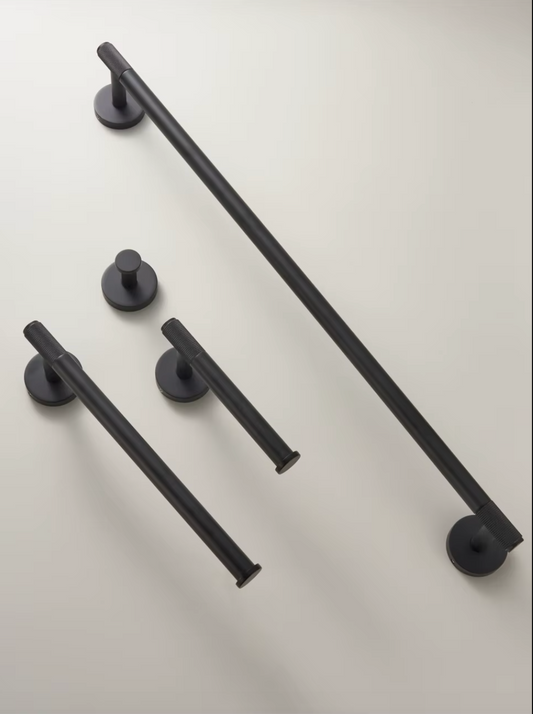 Solid Brass Modern Knurled Bathroom Hardware Accessories (Black)