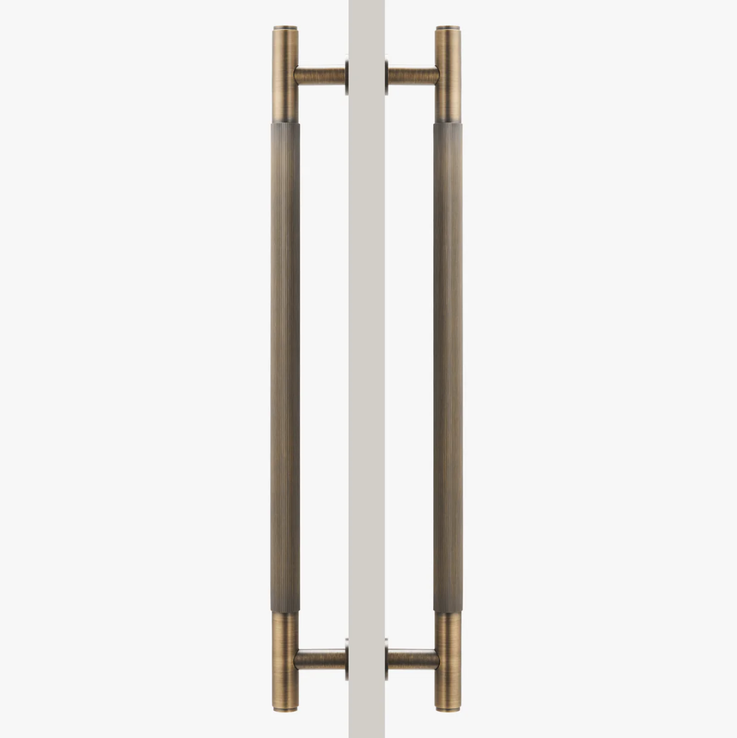 LA LINEA Solid Brass Linear Knurling Double-Sided Or Single Door Pull Handle