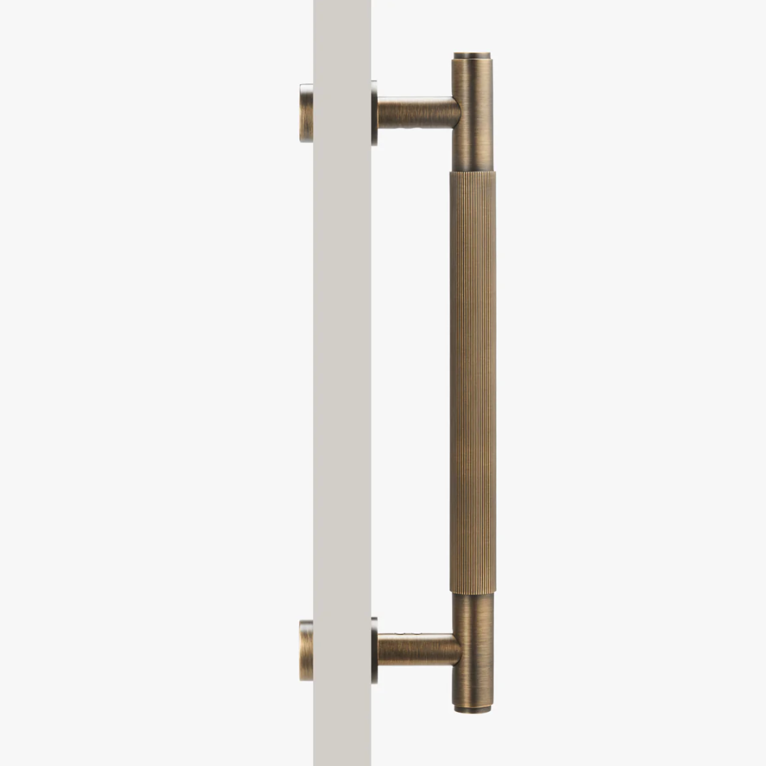 LA LINEA Solid Brass Linear Knurling Double-Sided Or Single Door Pull Handle