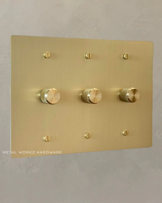 Brass Rotary Dimmer Switch (3-Gang) Brass