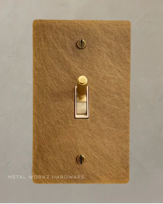 Brass Modern Knurled Toggle Light Switch (1-Gang) Aged Patina Brass With Ivory Module