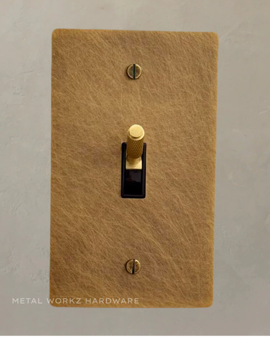 Brass 4-Way Modern Knurled Toggle Light Switch (1-Gang) Aged Patina Brass With Black Module