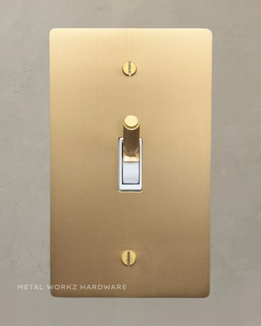 Brass Modern Toggle Light Switch (1-Gang) Brass With White Module