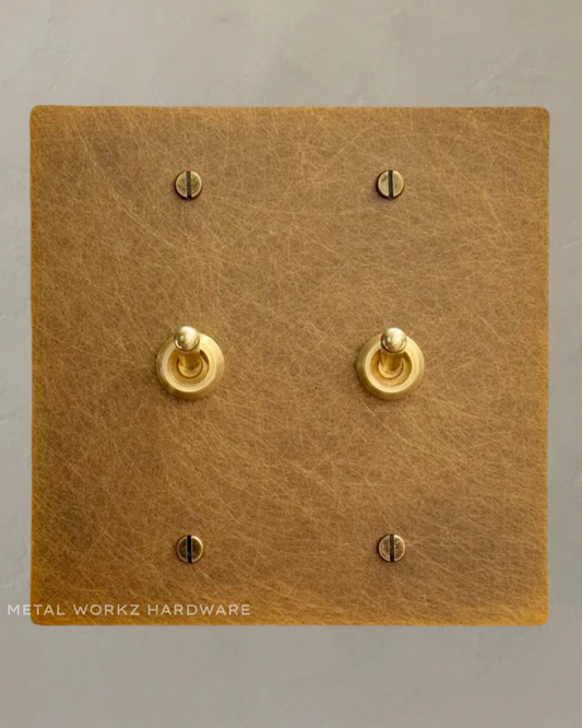 Brass Vintage Toggle Light Switch (2-Gang) Aged Patina Brass