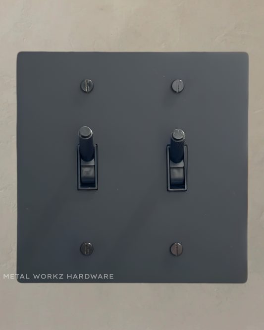 Brass Modern Toggle Light Switch (2-Gang) Black With Black Module