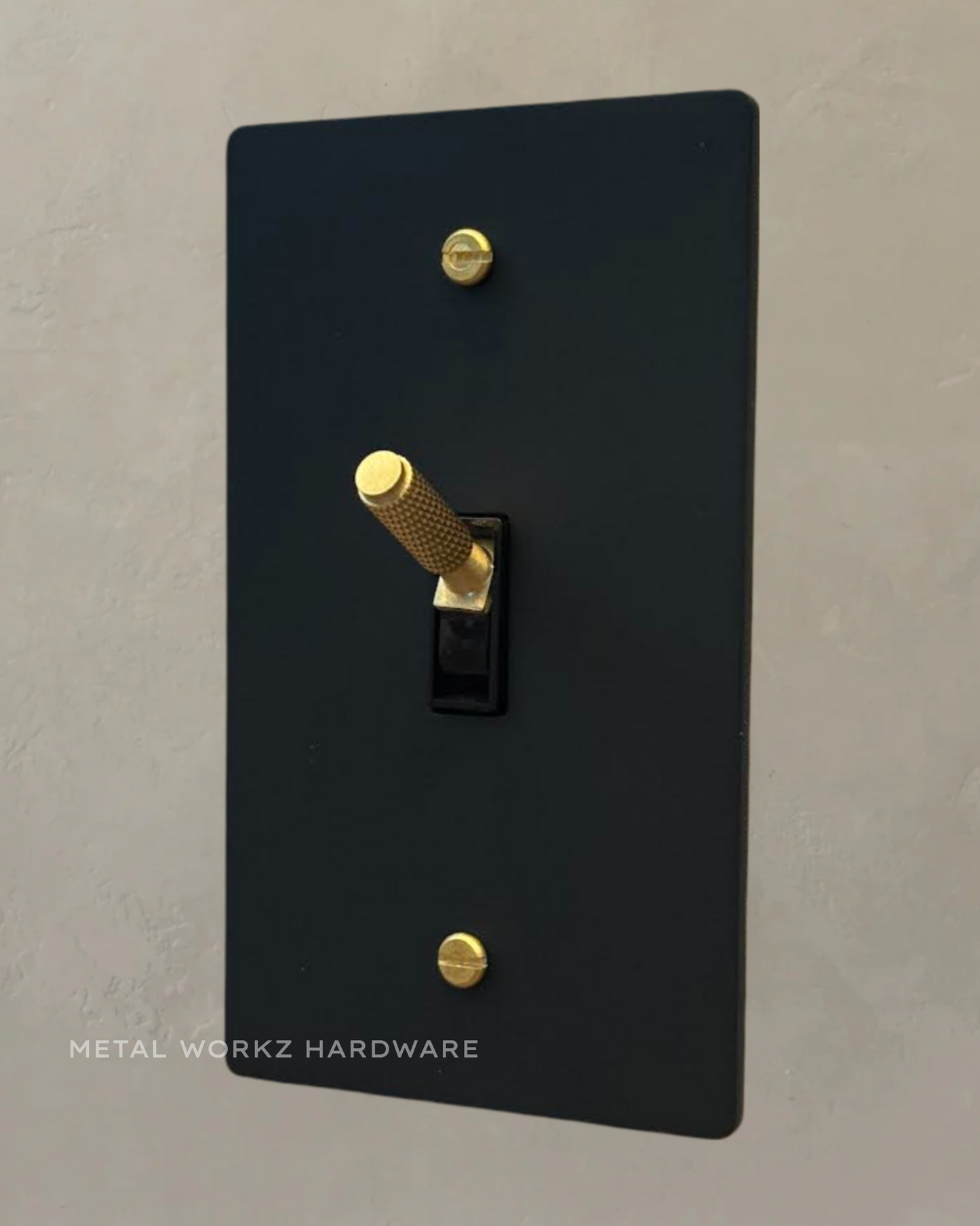 Brass Modern Toggle Light Switch (1-Gang) Black + Brass With Black Module