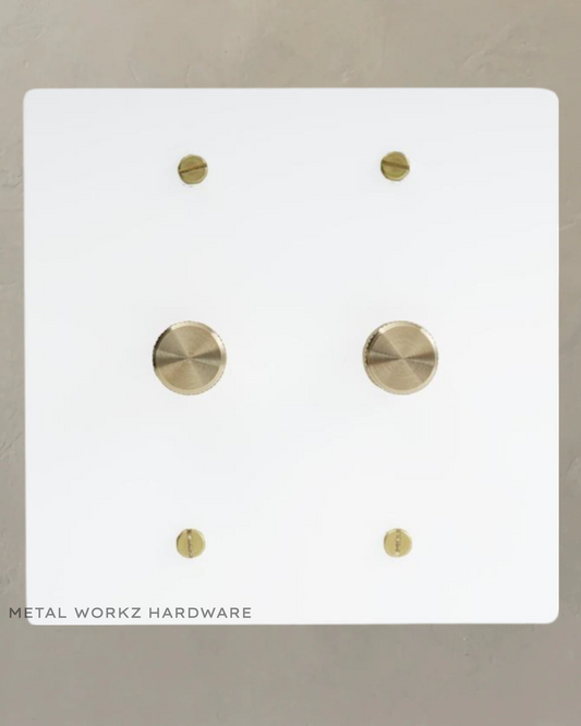 Brass Rotary Dimmer Switch (2-Gang) White + Brass