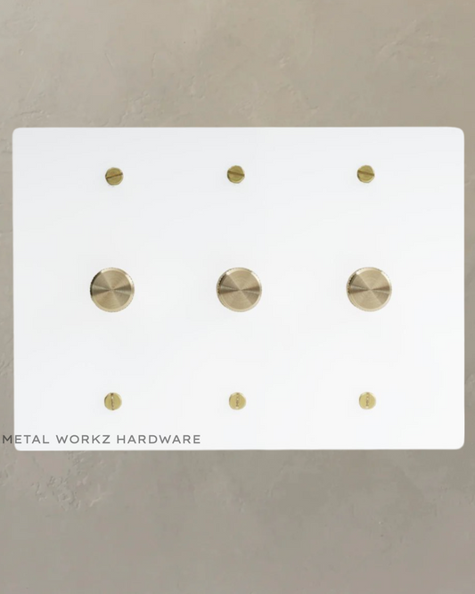 Brass Rotary Dimmer Switch (3-Gang) White + Brass