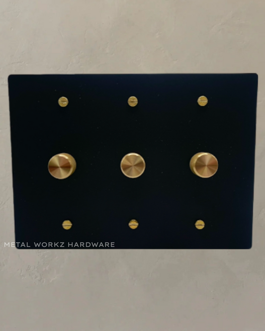 Brass Rotary Dimmer Switch (3-Gang) Black + Brass