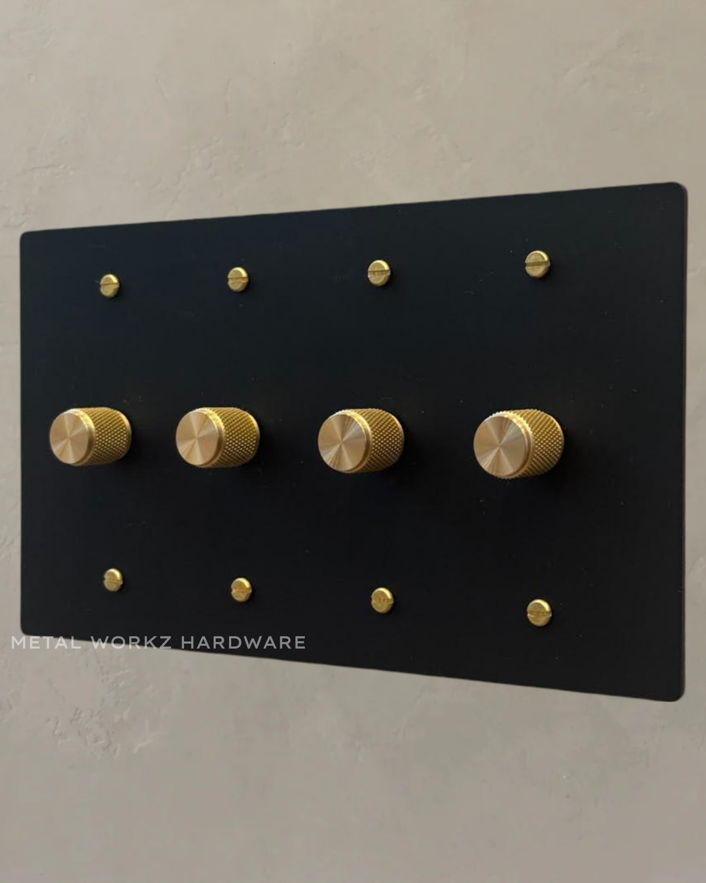 Brass Rotary Dimmer Switch (4-Gang) Black + Brass