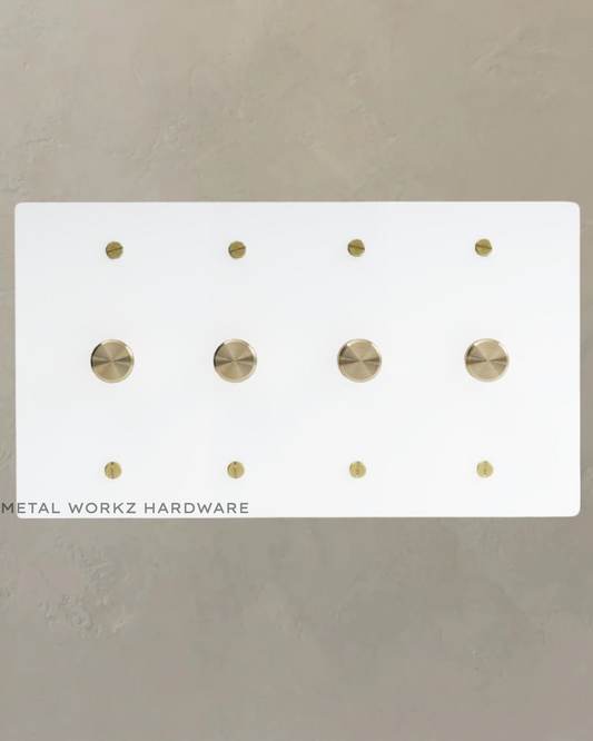 Brass Rotary Dimmer Switch (4-Gang) White + Brass