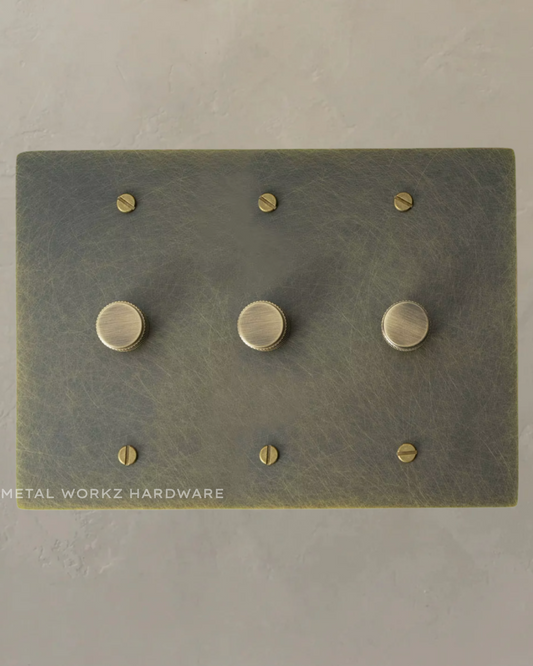 Brass Rotary Dimmer Switch (3-Gang) Antique Bronze
