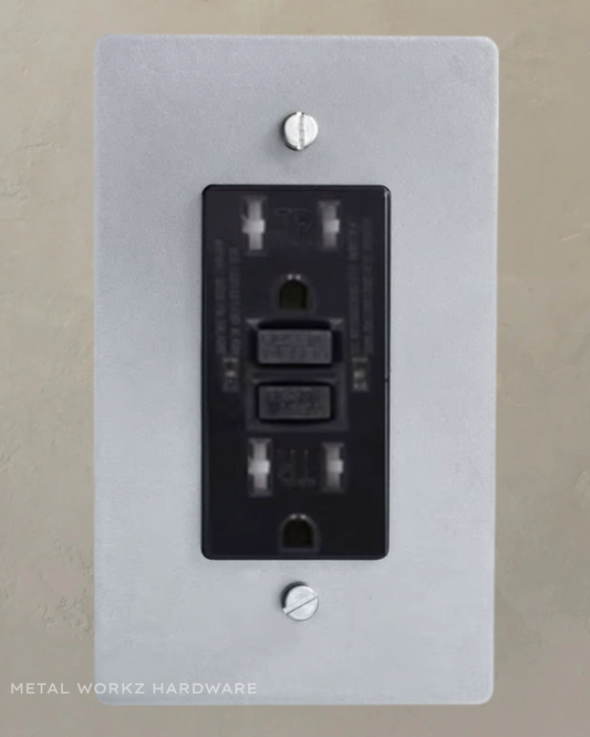 Brass GFCI Duplex Electrical Power Outlet (1-Gang) Satin Nickel With Black Module