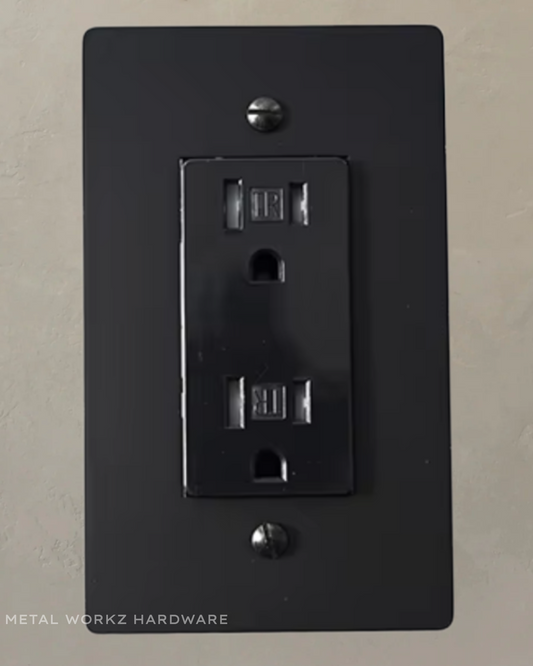 Brass Standard 15A Duplex Electrical Power Outlet (1-Gang) Black With Black Module