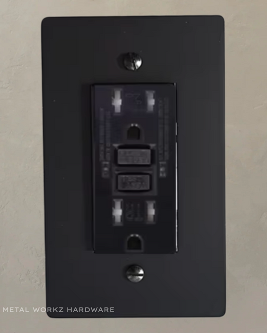 Brass GFCI Duplex Electrical Power Outlet (1-Gang) Black With Black Module