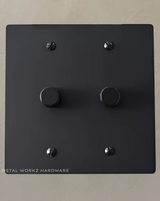 Brass Rotary Dimmer Switch (2-Gang) Black