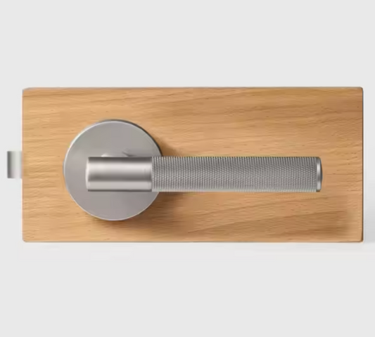 DEFINITO Modern Brass Knurled Interior Door Lever Handle (Satin Nickel)