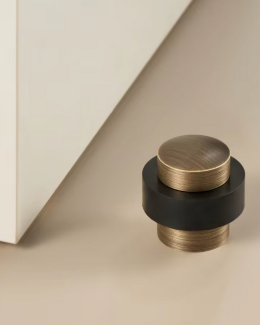 Floor Mounted Heavy Duty Solid Brass Door Stop (Aged Patina Brass)
