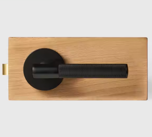 DEFINITO Modern Brass Knurled Interior Door Lever Handle (Black)