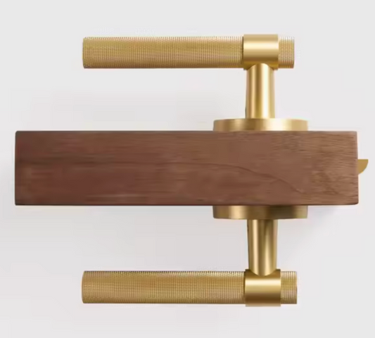 BELLEZZA Solid Brass Knurled Interior Door Lever Handle (Brass)