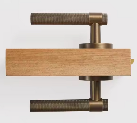 BELLEZZA Solid Brass Knurled Interior Door Lever Handle (Aged Patina Brass)