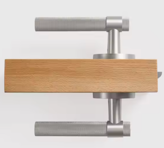 BELLEZZA Solid Brass Knurled Interior Door Lever Handle (Satin Nickel)