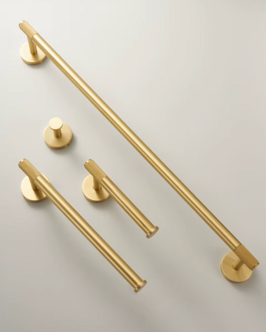 Solid Brass Modern Knurled Bathroom Hardware Accessories (Brass)