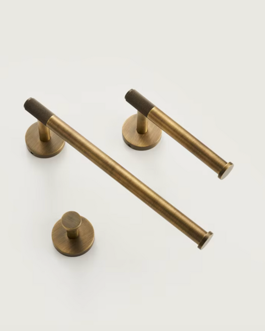 Solid Brass Modern Knurled Bathroom Hardware Accessories (Aged Patina Brass)