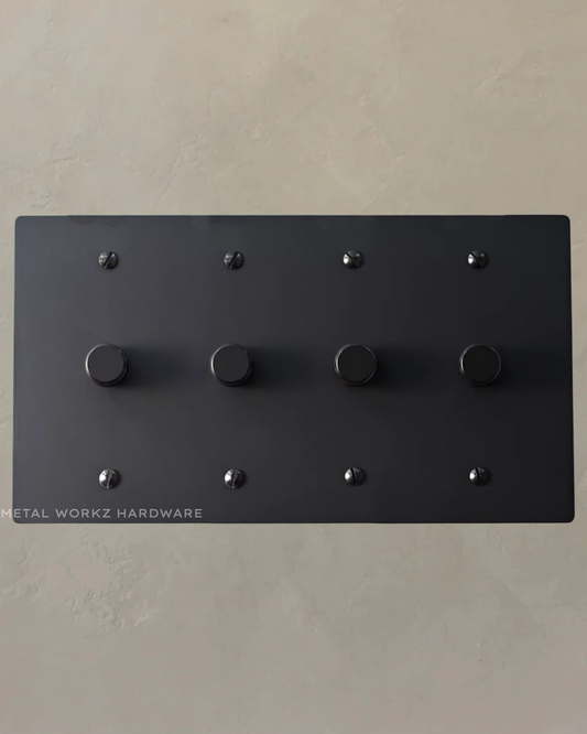 Brass Rotary Dimmer Switch (4-Gang) Black
