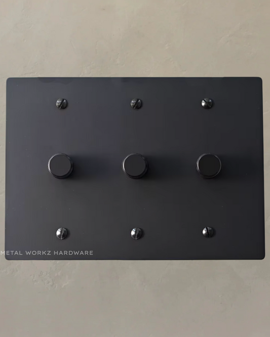 Brass Rotary Dimmer Switch (3-Gang) Black