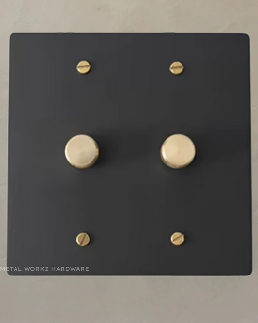 Brass Rotary Dimmer Switch (2-Gang) Black + Brass