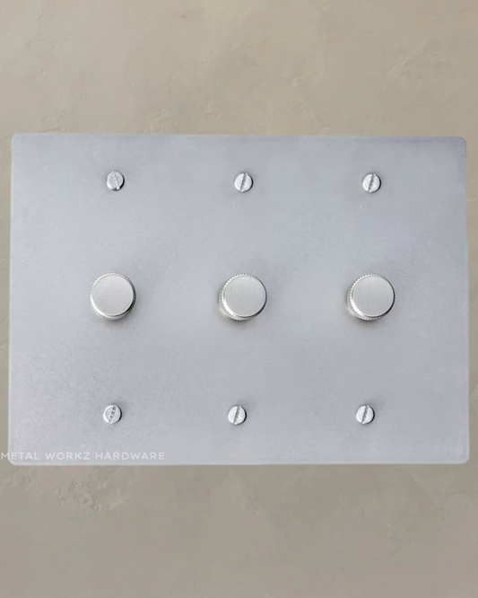Brass Rotary Dimmer Switch (3-Gang) Satin Nickel