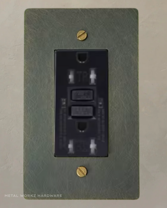 Brass GFCI Duplex Electrical Power Outlet (1-Gang) Antique Bronze With Black Module
