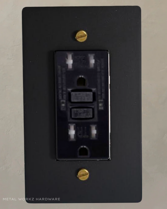 Brass GFCI Duplex Electrical Power Outlet (1-Gang) Black + Antique Bronze With Black Module