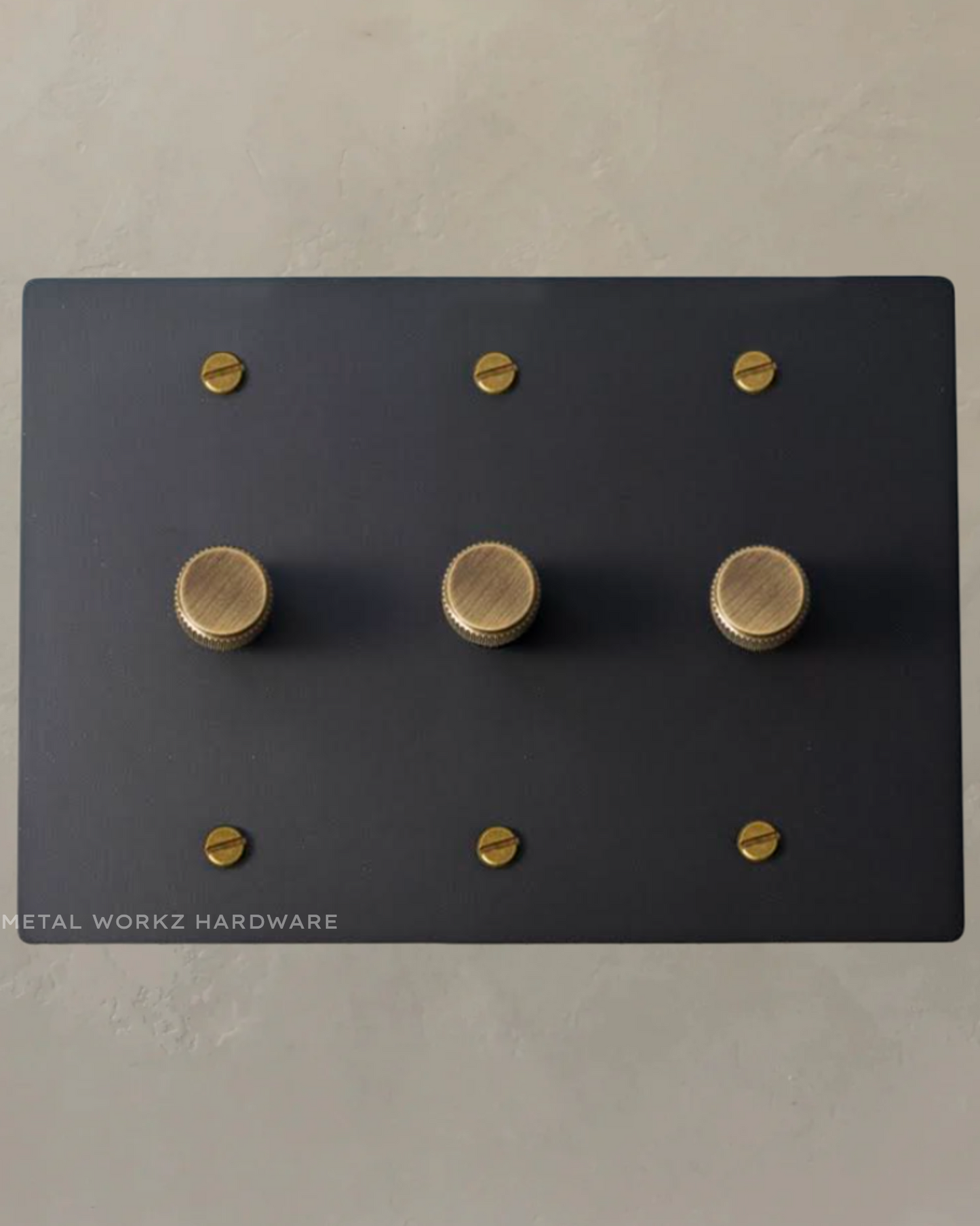 Brass Rotary Dimmer Switch (3-Gang) Black + Antique Bronze