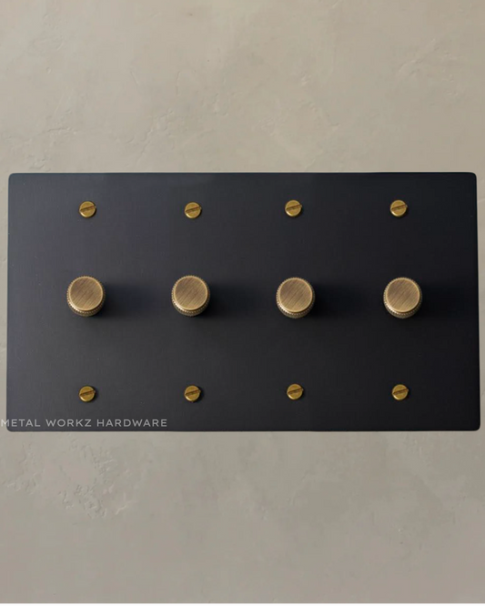 Brass Rotary Dimmer Switch (4-Gang) Black + Antique Bronze