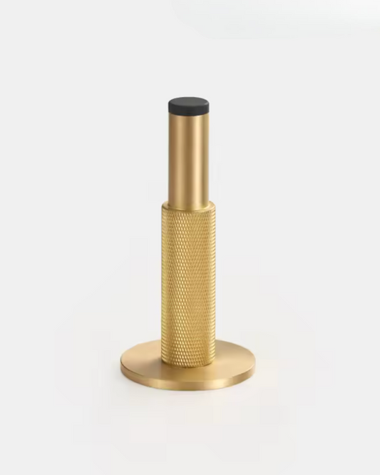 Wall Mounted Knurled Brass Door Stop (Brass)