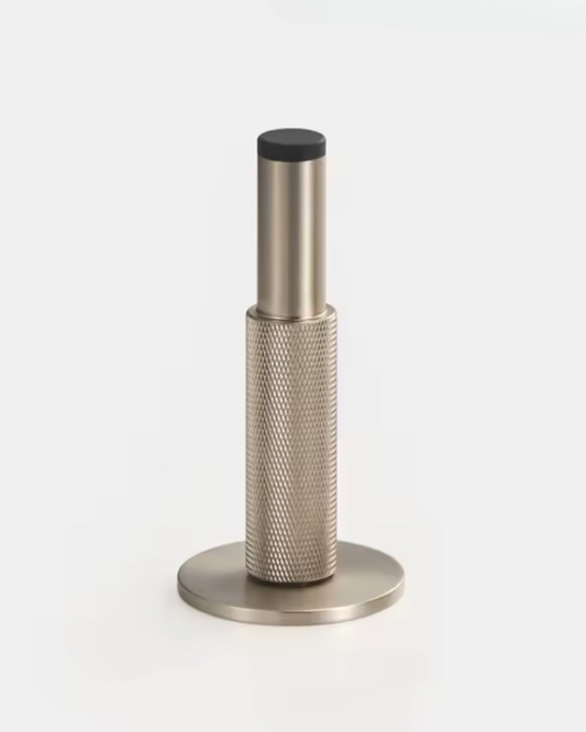 Wall Mounted Knurled Brass Door Stop (Satin Nickel)