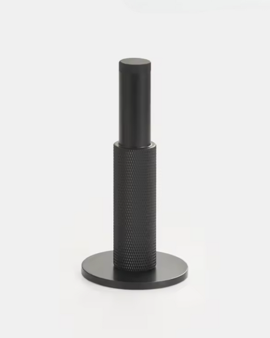 Wall Mounted Knurled Brass Door Stop (Black)