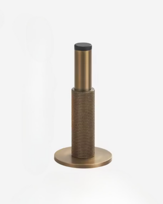 Wall Mounted Knurled Brass Door Stop (Aged Patina Brass)