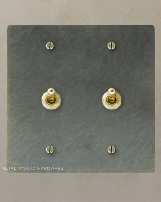 Brass Vintage Toggle Light Switch (2-Gang) Antique Bronze