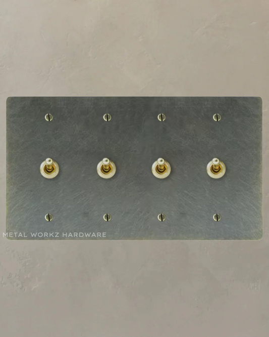 Brass Vintage Toggle Light Switch (4-Gang) Antique Bronze