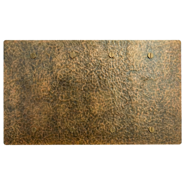 Hammered brass 4-gang switch plate