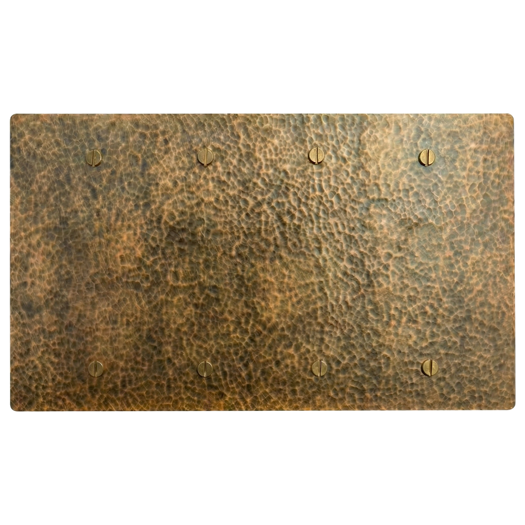 Hammered brass 4-gang switch plate