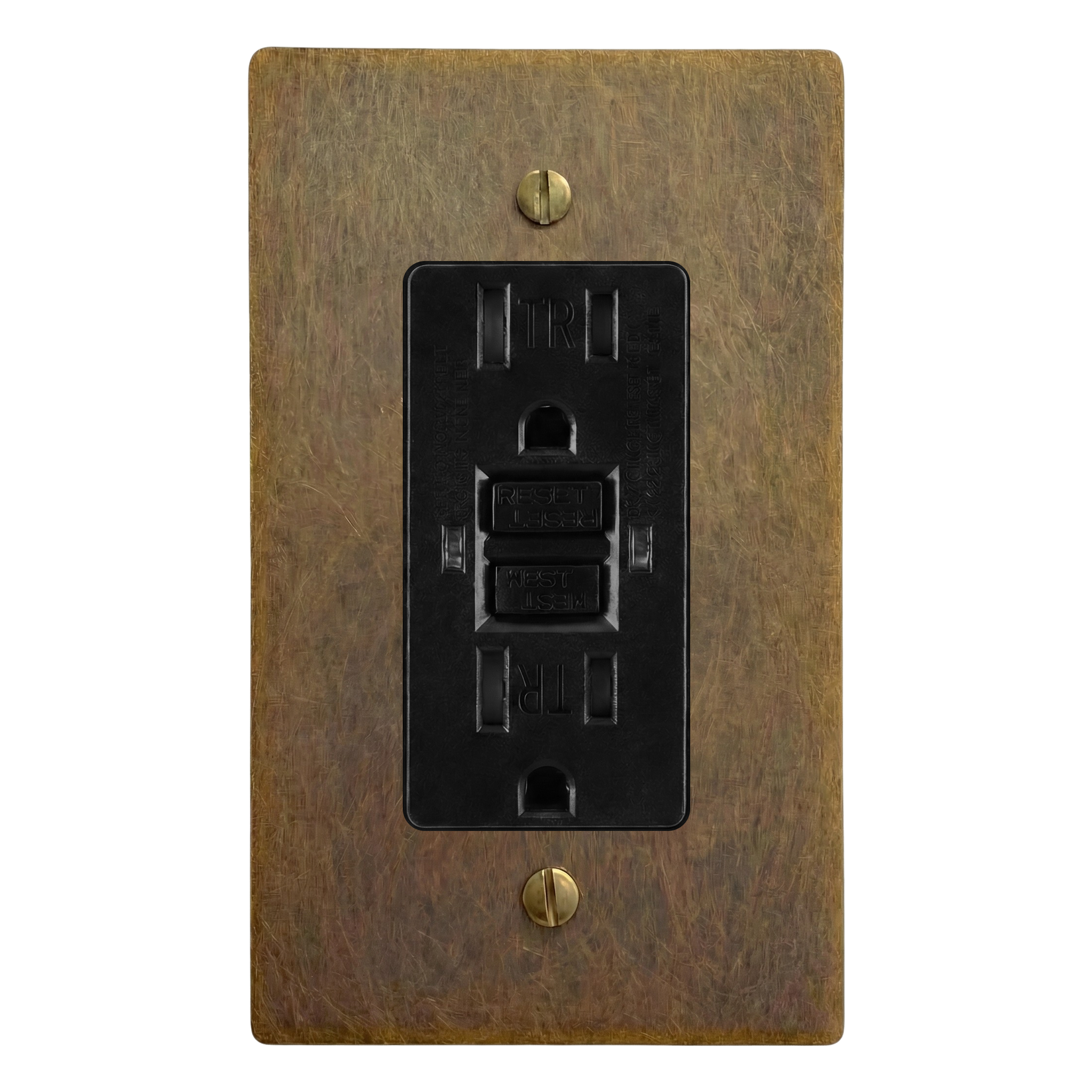 Aged Brass 1-Gang GFCI Outlet Switch Plate in Black