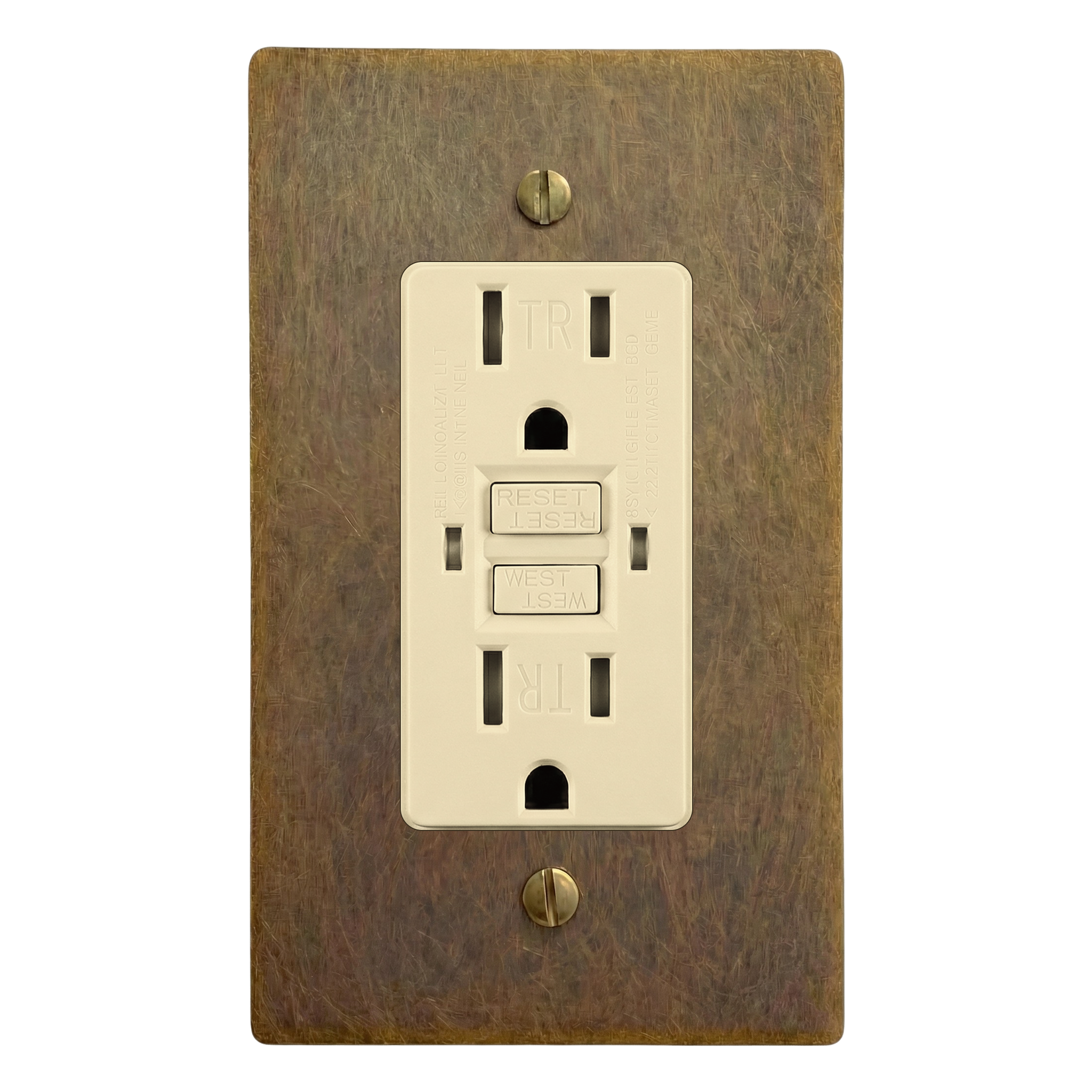 Aged Brass 1-Gang GFCI Outlet Switch Plate in Ivory