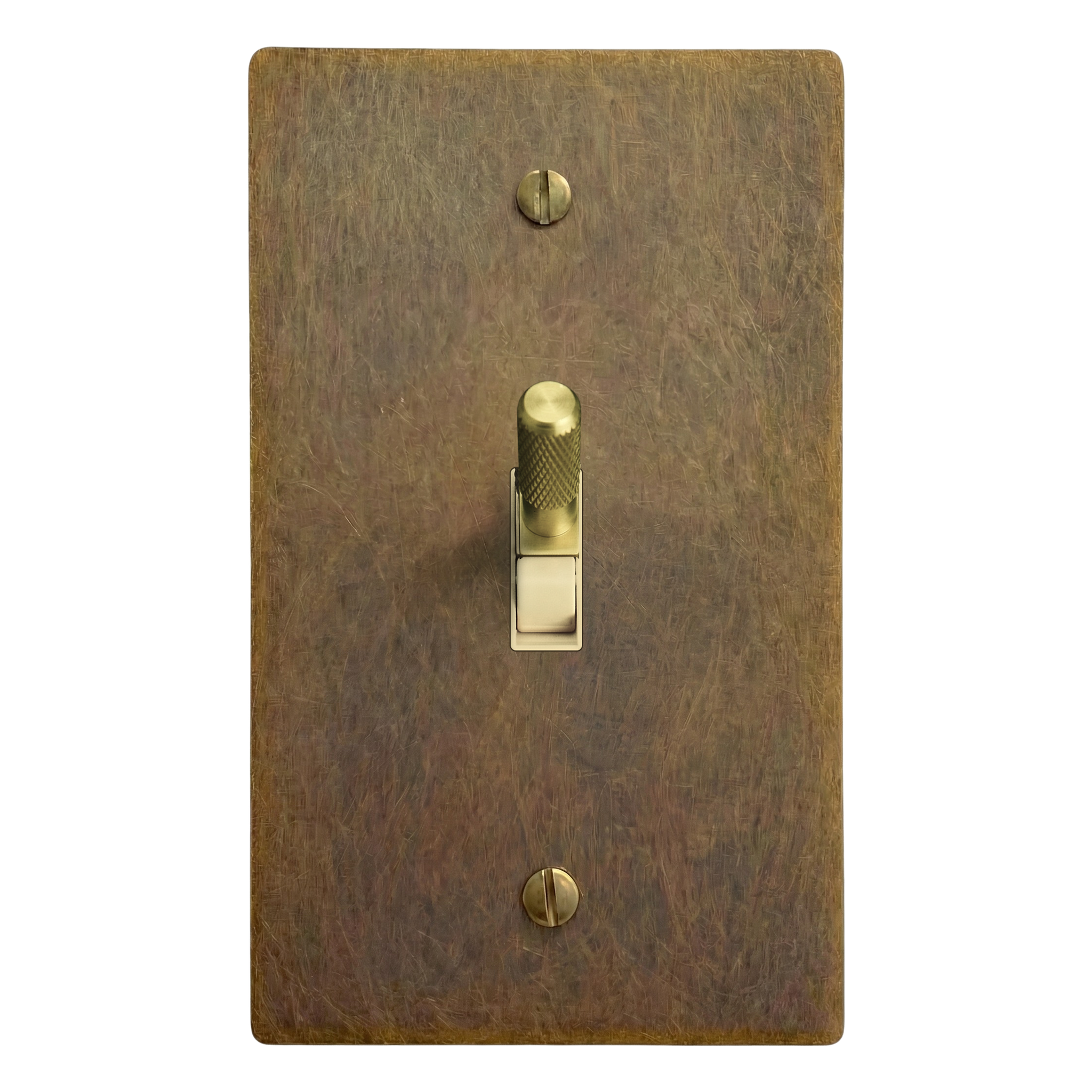 Aged Brass 1-Gang Toggle Switch Plate in Ivory