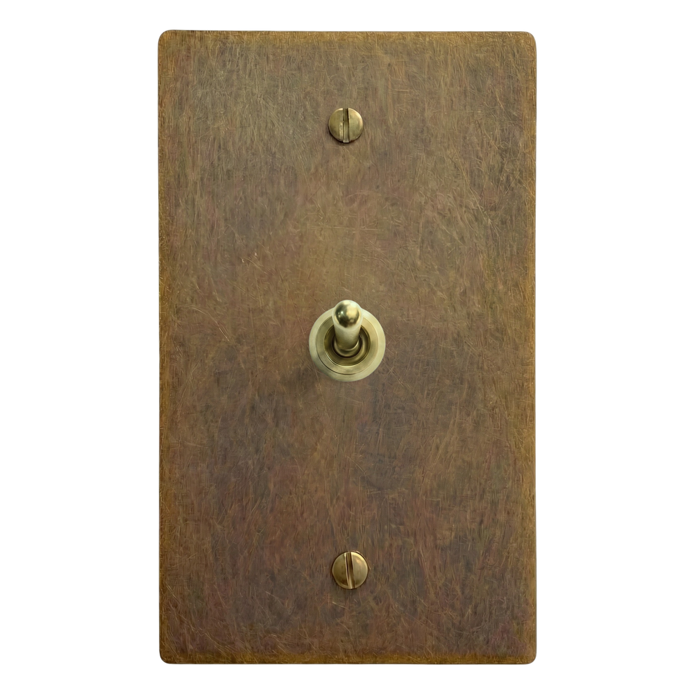 Aged Brass 1-Gang Vintage Toggle Switch Plate