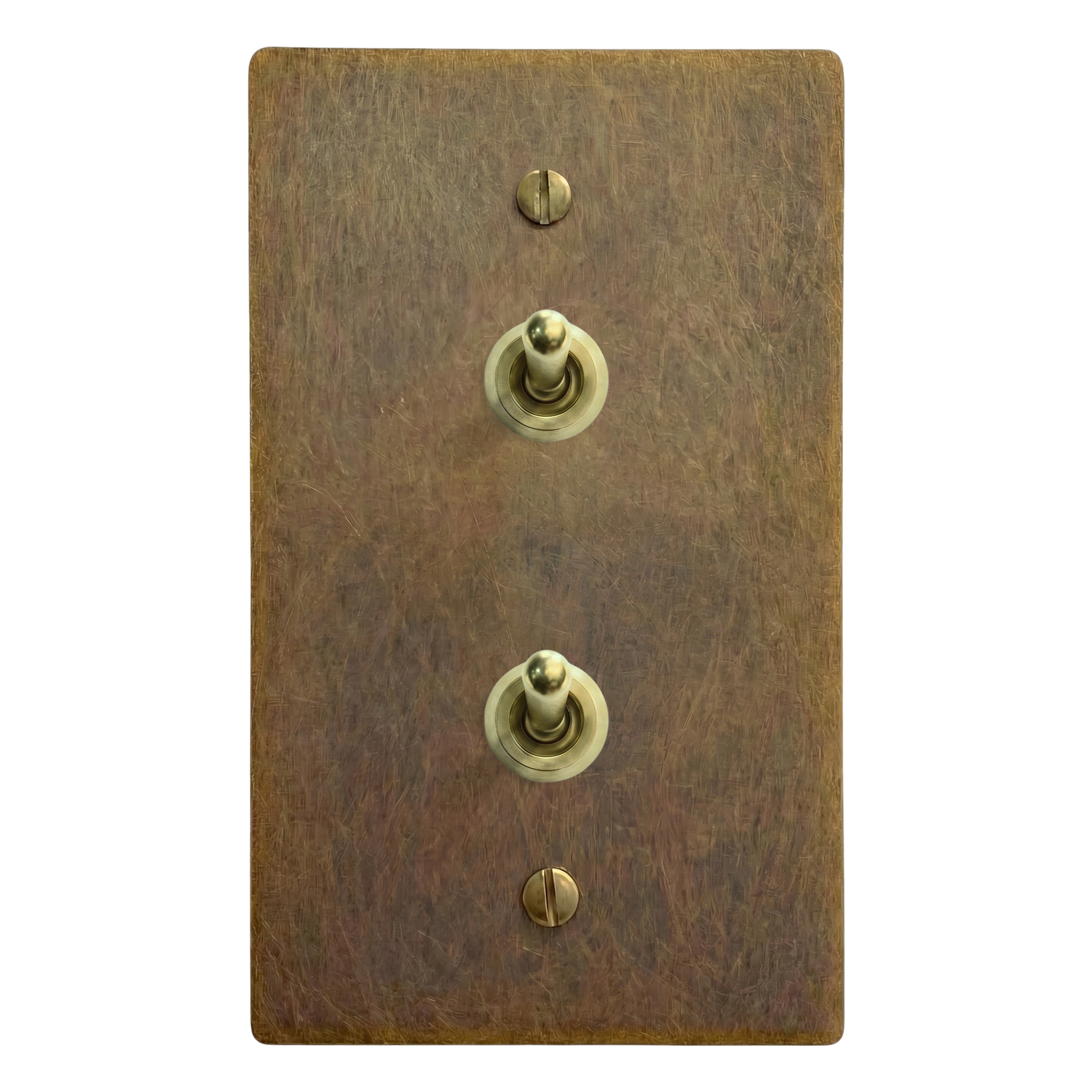 Aged Brass 1-Gang Stacked Vintage Toggle Switch Plate