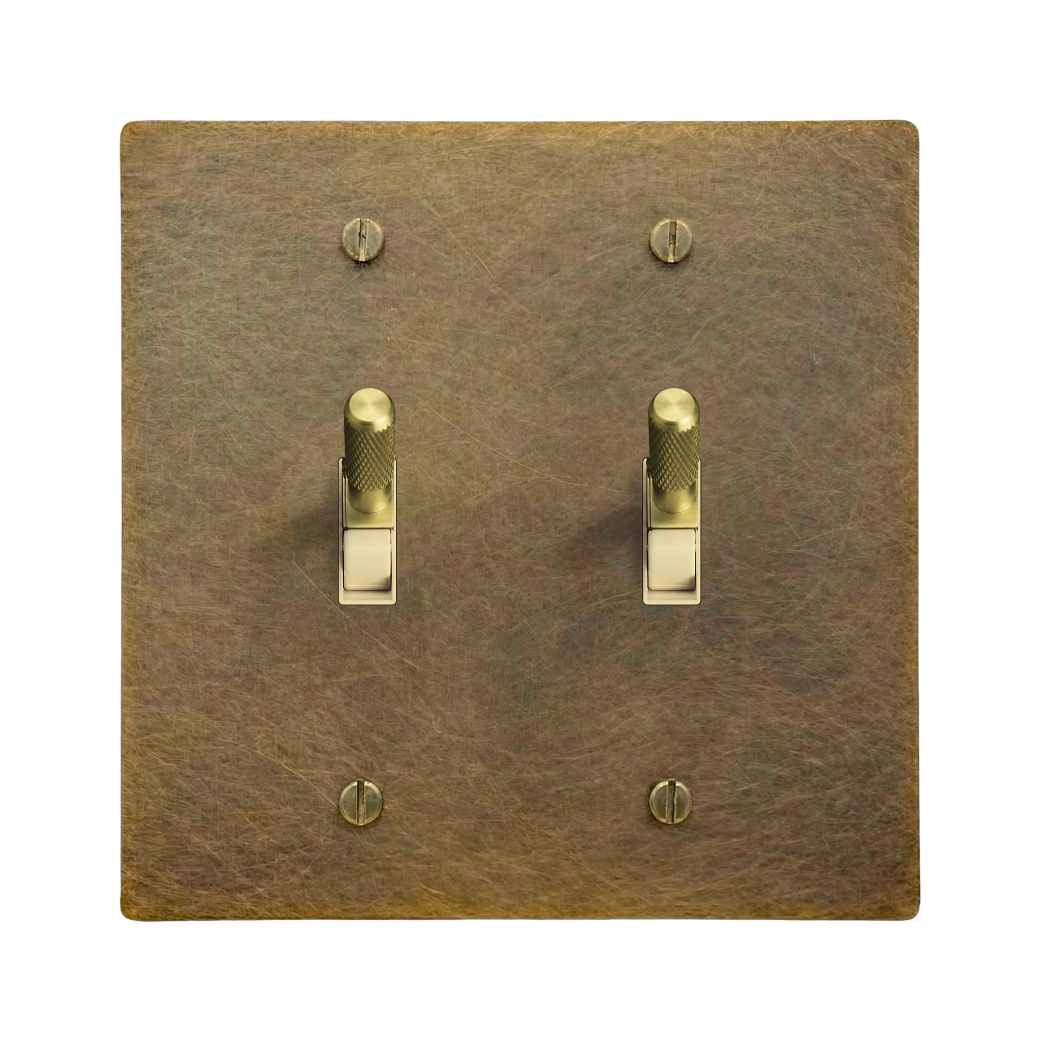 Aged Brass 2-Gang Toggle & Toggle Switch Plate in Ivory